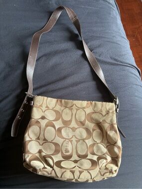Coach Brown Signature Canvas Shoulder Bag